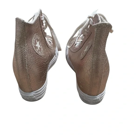 Converse Women's Metallic Rose Gold Reptile print High-Top All Star Sneakers - Picture 5 of 12